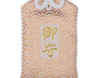 Japanese Omamori Lucky Charm - Gold Seigaiha | Lucky Trinket Japan