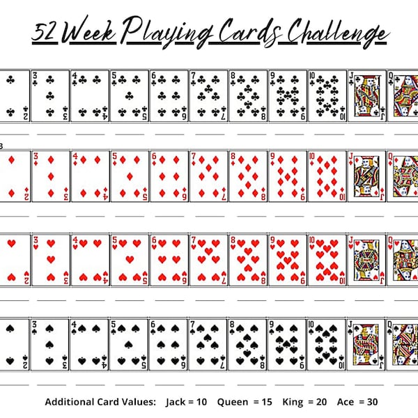 52 Week Playing Card SAVINGS Challenge