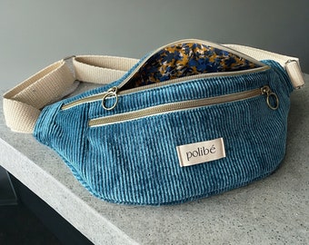 Sac banane -  Velours bleu - Taille Adulte