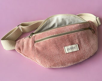 Sac banane -  Velours côtelé rose pâle - Taille Adulte