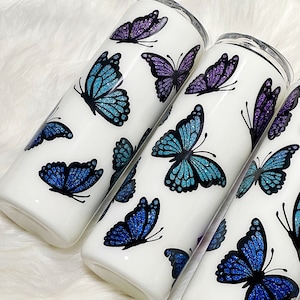 Birthstone Butterfly glitter tumbler