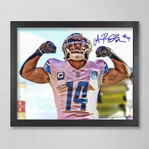 Amon-Ra St. Brown Detroit Lions Poster Art Autographed NFL 4x6, 5x7, 8x10, 9x12, 11x14, 16x20, 18x24, 24x36 Personalized Gift for  Birthday