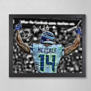 DK Metcalf Seattle Seahawks Poster Art Autographed NFL 4x6, 5x7, 8x10, 9x12, 11x14, 16x20, 18x24, 24x36 Personalized Gift  Birthday BDAY