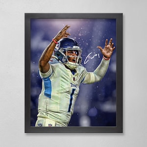 Cam Ward Tennessee Titans Poster Art Autographed NFL 4x6, 5x7, 8x10, 9x12, 11x14, 16x20, 18x24, 24x36 Personalized Gifts for  Birthday