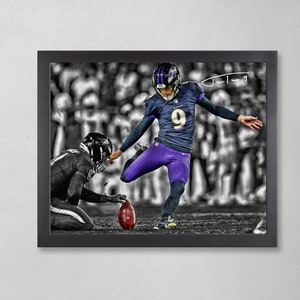 Justin Tucker Baltimore Ravens Poster Art Autographed NFL 4x6, 5x7, 8x10, 9x12, 11x14, 16x20, 18x24, 24x36 Personalized Gifts for  Birthday