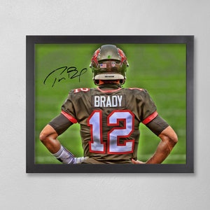 Tom Brady Tampa Bay Buccaneers Poster Art Autographed NFL 4x6, 5x7, 8x10, 9x12, 11x14, 16x20, 18x24, 24x36 Personalized Gifts for  Birthday