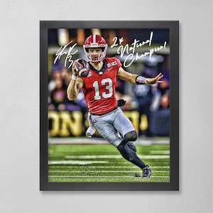 Stetson Bennett Georgia Bulldogs Poster Art Autographed NCAA 4x6, 5x7, 8x10, 9x12, 11x14, 16x20, 18x24, 24x36 Personalized Gifts  Birthday