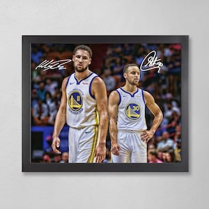 Póster de los Golden State Warriors de Klay Thompson y Stephen Curry autografiado de la NBA en tamaños 4 x 6, 5 x 7, 8 x 10, 9 x 12, 11 x 14, 16 x 20, 18 x 24, 24 x 36, regalo de cumpleaños