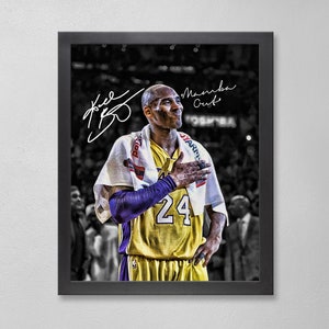 Kobe Bryant Los Angeles Lakers Mamba Out Poster Art Autographed NBA 4x6, 5x7, 8x10, 9x12, 11x14, 16x20, 18x24, 24x36 Personalized Gift  BDAY