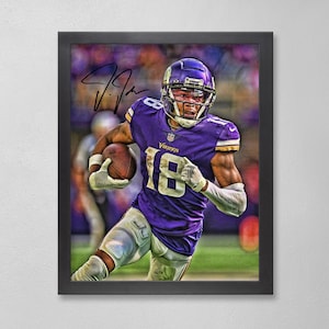Justin jefferson Minnesota Vikings Poster Art signierte NFL 4x6, 5x7, 8x10, 9x12, 11x14, 16x20, 18x24, 24x36 Personalisierte Geschenke Geburtstag