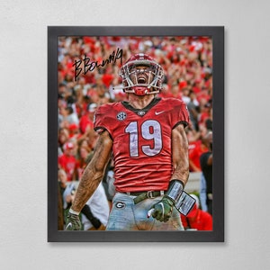 Brock Bowers Georgia Bulldogs Poster Art Autographed NCAA 4x6, 5x7, 8x10, 9x12, 11x14, 16x20, 18x24, 24x36 Personalized Gifts for  Birthday