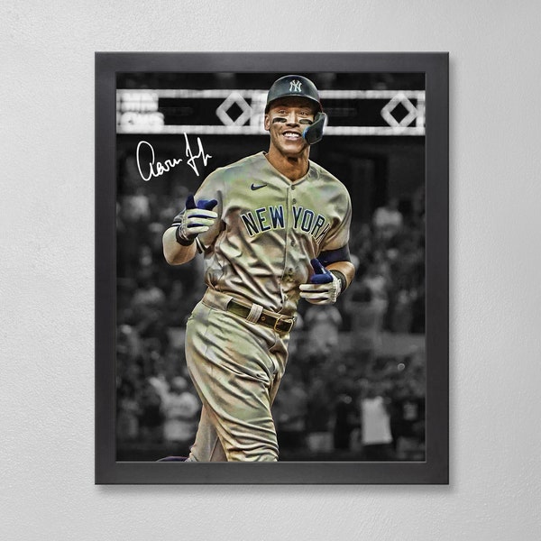 Aaron Judge New York Yankees Poster Art Autographed MLB 4x6, 5x7, 8x10, 9x12, 11x14, 16x20, 18x24, 24x36 Personalized Gifts for Dad