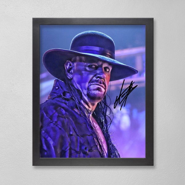 WWE The Undertaker Poster Art Autographed 4x6, 5x7, 8x10, 9x12, 11x14, 16x20, 18x24, 24x36 Personalized Gifts for Birthday