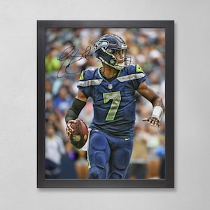 Geno Smith Seattle Seahawks Poster Art Autographed NFL 4x6, 5x7, 8x10, 9x12, 11x14, 16x20, 18x24, 24x36 Personalized for  Birthday BDAY
