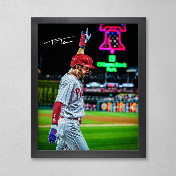 Trea Turner Philadelphia Phillies Poster Art Autographed MLB 4x6, 5x7, 8x10, 9x12, 11x14, 16x20, 18x24, 24x36 Personalized Gifts Birthday