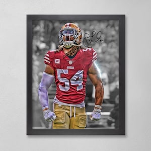 Fred Warner San Francisco 49ers Poster Art Autogramm NFL 4x6, 5x7, 8x10, 9x12, 11x14, 16x20, 18x24, 24x36 Personalisierte Geschenke Geburtstag