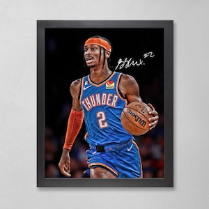 Shai Gilgeous-Alexander Oklahoma City ThunderPoster Art Autographed NBA 4x6, 5x7, 8x10, 9x12, 11x14, 16x20, 18x24, 24x36 Personalized Gifts