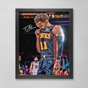 Trae Young Atlanta Hawks Poster Art Autographed NBA 4x6, 5x7, 8x10, 9x12, 11x14, 16x20, 18x24, 24x36 Personalized Gifts for  Birthday BDAY