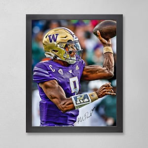 Michael Penix Jr Washington Huskies Poster Art Autogrammiertörtwendiges Geschenk 4x6, 5x7, 8x10, 9x12, 11x14, 16x20, 18x24, 24x36 Personalisiertes Geschenk BDAY