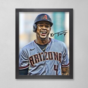 Póster autografiado de Ketel Marte de los Arizona Diamondbacks, MLB, 4 x 6, 5 x 7, 8 x 10, 9 x 12, 11 x 14, 16 x 20, 18 x 24, 24 x 36, regalo personalizado, cumpleaños de la MLB