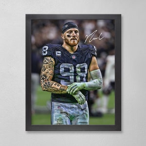 Maxx Crosby Las Vegas Raiders Poster Art Autographed NFL 4x6, 5x7, 8x10, 9x12, 11x14, 16x20, 18x24, 24x36 Personalized Gifts for  Birthday