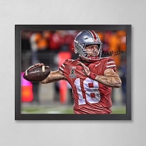 Póster de arte autografiado de Will Howard Ohio State Buckeyes NCAA 4x6, 5x7, 8x10, 9x12, 11x14, 16x20, 18x24, 24x36 Cumpleaños personalizado