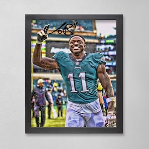 AJ Brown Philadelphia Eagles Poster Art gesigneerde NFL 4 x 6, 5 x 7, 8 x 10, 9 x 12, 11 x 14, 16 x 20, 18 x 24, 24 x 36 gepersonaliseerde cadeaus voor verjaardag