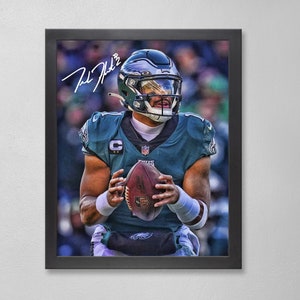 Jalen Hurts Philadelphia Eagles Poster Art Autographed NFL 4x6, 5x7, 8x10, 9x12, 11x14, 16x20, 18x24, 24x36 Personalized Gifts  Birthday
