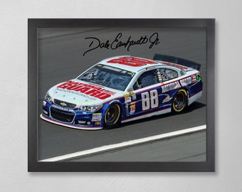 Dale Earnhardt Jr. NASCAR #88 Poster Art Autographed 4x6, 5x7, 8x10, 9x12, 11x14, 16x20, 18x24, 24x36 Personalized Gifts for  Birthday BDAY