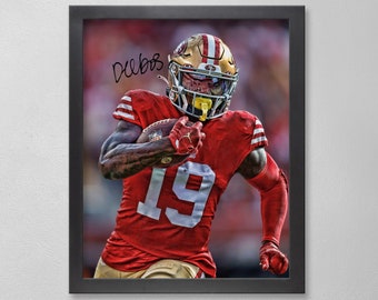 Deebo Samuel San Francisco 49ers Poster Art Autographed NFL 4x6, 5x7, 8x10, 9x12, 11x14, 16x20, 18x24, 24x36 Personalized Gifts for Dad