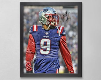 Matthew Judon New England Patriots Poster Art Autographed NFL 4x6, 5x7, 8x10, 9x12, 11x14, 16x20, 18x24, 24x36 Personalized Gifts Dad