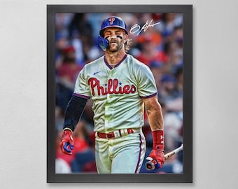 Bryce Harper Philadelphia Phillies Poster Art Autographed MLB 4x6, 5x7, 8x10, 9x12, 11x14, 16x20, 18x24, 24x36 Personalized Gifts  Birthday
