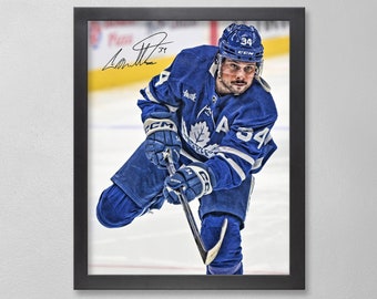 Auston Matthews Toronto Maple Leafs Poster Art Autographed NHL 4x6, 5x7, 8x10, 9x12, 11x14, 16x20, 18x24, 24x36 Personalized Gift Birthday