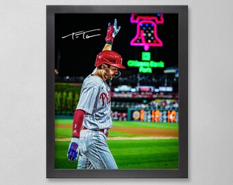Trea Turner Philadelphia Phillies Poster Art Autographed MLB 4x6, 5x7, 8x10, 9x12, 11x14, 16x20, 18x24, 24x36 Personalized Gifts  Birthday