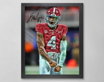 Jalen Milroe Alabama Crimson Tide Poster Art Autographed NCAA 4x6, 5x7, 8x10, 9x12, 11x14, 16x20, 18x24, 24x36 Personalized Gifts  Birthday