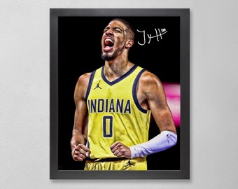 Tyrese Haliburton Indiana Pacers Poster Art Autographed NBA 4x6, 5x7, 8x10, 9x12, 11x14, 16x20, 18x24, 24x36 Personalized Gifts for Birthday