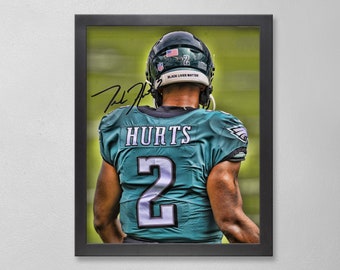 Jalen Hurts Philadelphia Eagles Poster Art Autographed NFL 4x6, 5x7, 8x10, 9x12, 11x14, 16x20, 18x24, 24x36 Personalized Gifts for Birthday
