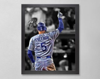 Freddie Freeman Los Angeles Dodgers Poster Art Autographed MLB 4x6, 5x7, 8x10, 9x12, 11x14, 16x20, 18x24, 24x36 Personalized Gifts Dad