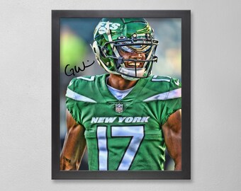 Garrett Wilson New York Jets Poster Art Autographed NFL 4x6, 5x7, 8x10, 9x12, 11x14, 16x20, 18x24, 24x36 Personalized Gifts for Birthday