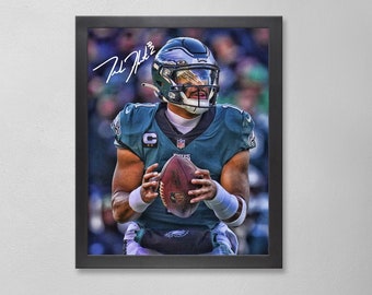 Jalen Hurts Philadelphia Eagles Poster Art Autographed NFL 4x6, 5x7, 8x10, 9x12, 11x14, 16x20, 18x24, 24x36 Personalized Gifts BDAY
