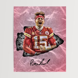 Patrick Mahomes Kansas City Chiefs NFL impression numérique dédicacée RP affiche d&#39;art Mancave 8 x 10 cadeaux pour lui Photo de sport rare anniversaire BDAY