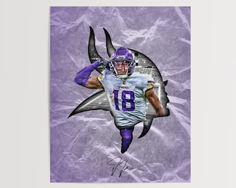 Justin Jefferson Autographed Style Poster: Minnesota Vikings Personalized Art NFL Digital Print