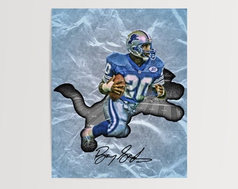 Barry Sanders Autogramm als Poster: Detroit Lions NFL Digital Druck