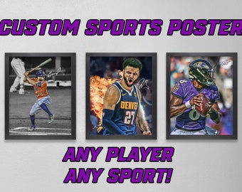 CUSTOM Sport Poster Jeder Spieler Jeder Sport Autogramm Stil