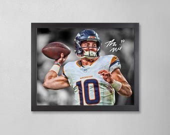 Bo Nix Autogrammed Style Poster: Denver Broncos NFL Personalisierte Kunst