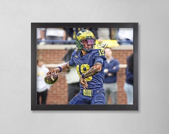 Póster autografiado de Bryce Underwood: Arte personalizado de los Michigan Wolverines de la NCAA