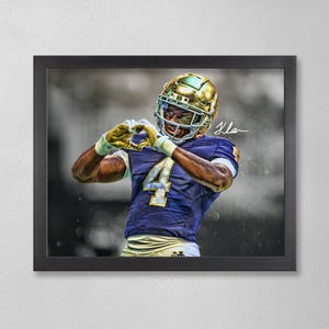 Jeremiyah Love Autographed Poster: Notre Dame Fighting Irish NCAA Art