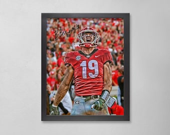 Póster autografiado de Brock Bowers: Arte personalizado de los Georgia Bulldogs de la NCAA
