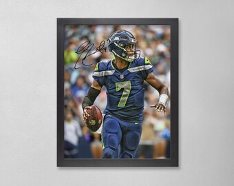 Póster autografiado de Geno Smith: Arte personalizado de los Seattle Seahawks de la NFL