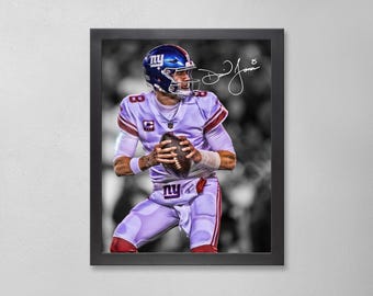 Póster autografiado de Daniel Jones: Arte personalizado de los New York Giants de la NFL